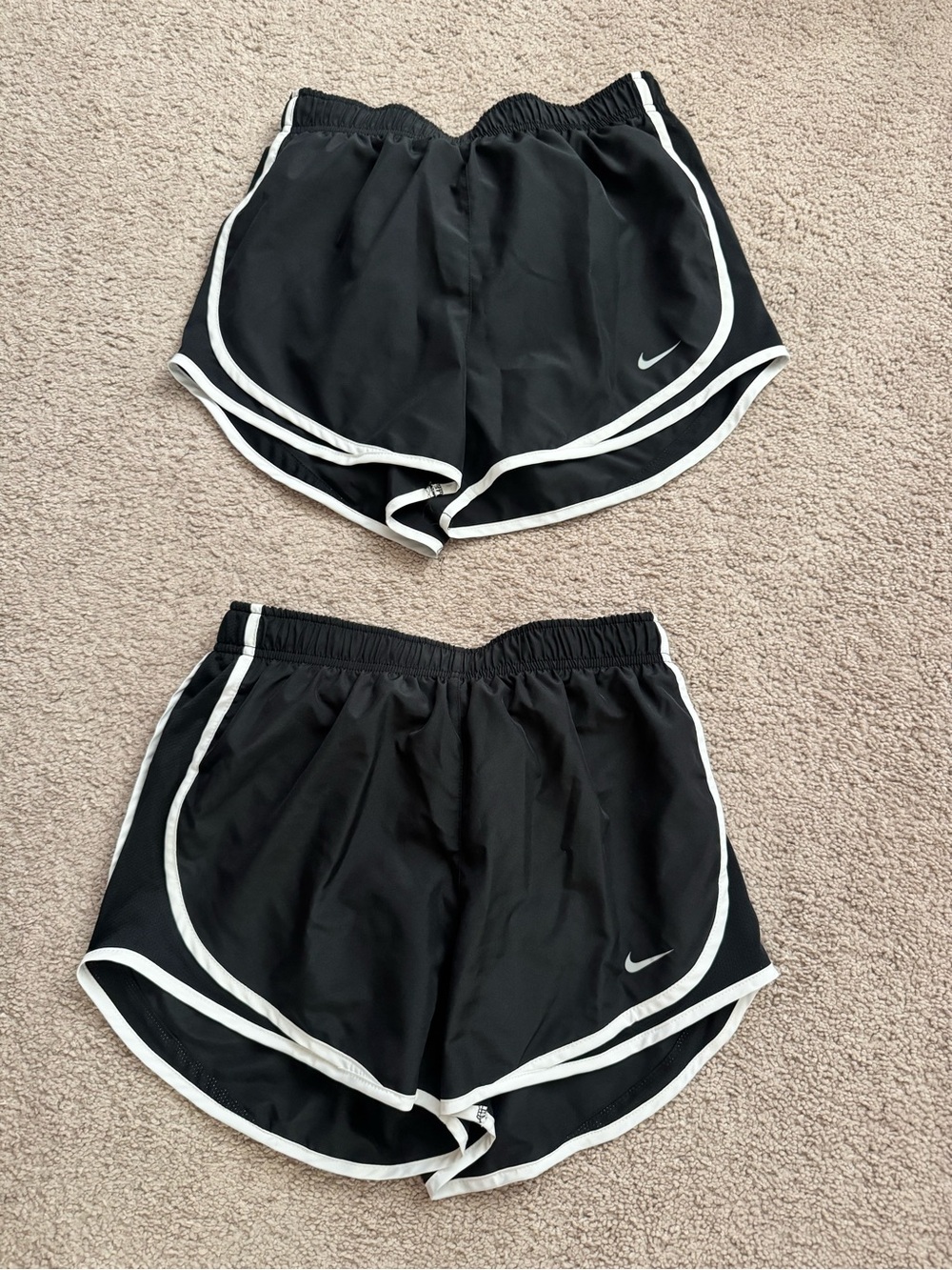 TWO pairs of Nike Tempo Black and White Dri-FIT Athletic Shorts